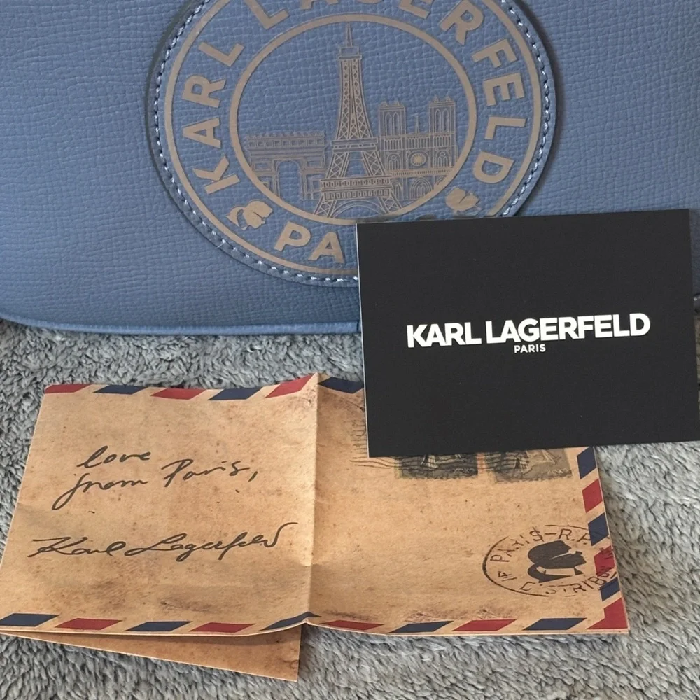 NWT Karl Lagerfeld Paris Maybelle Camera Crossbody bag - Blue Fog - Picture 12 of 16